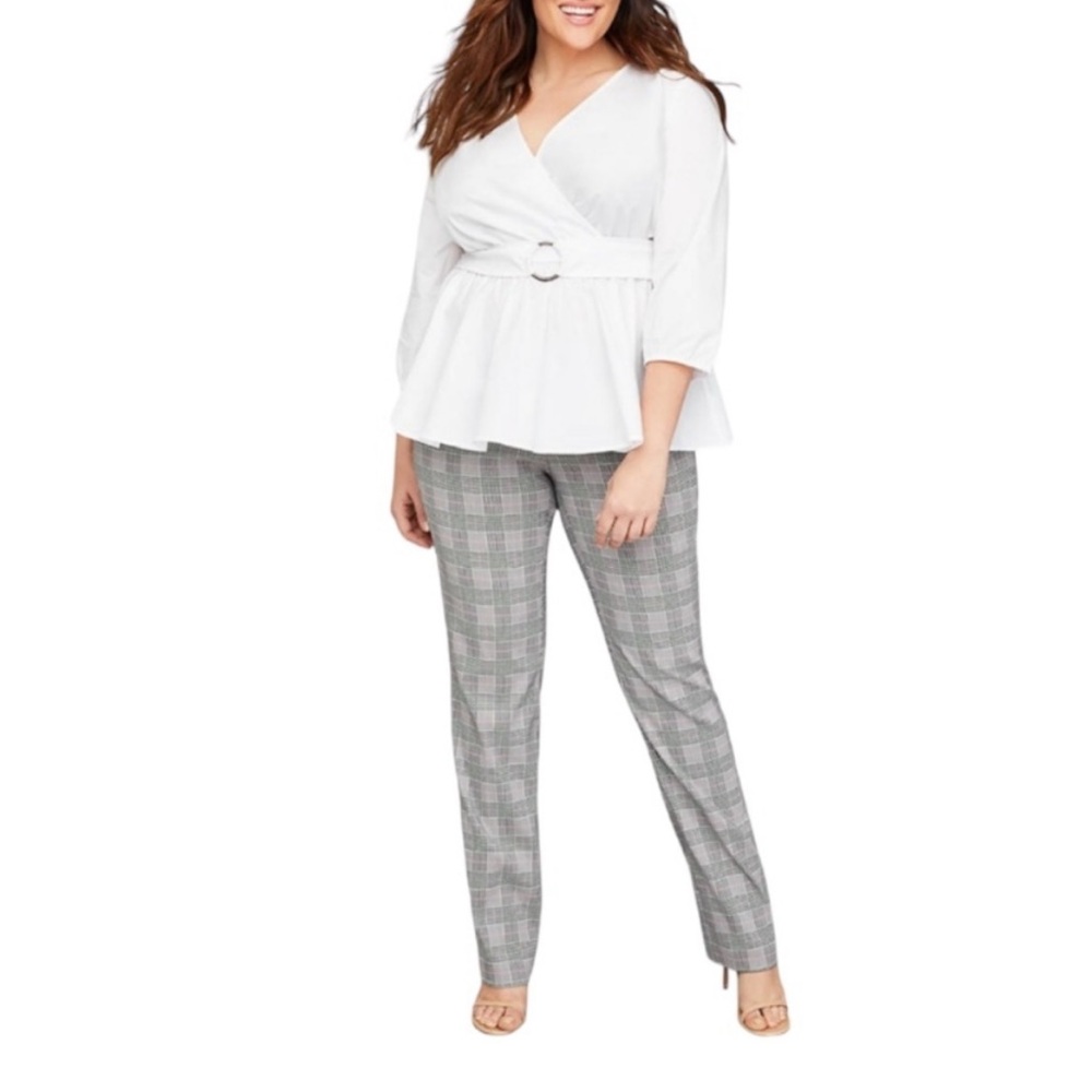 Lane Bryant The Allie Straight Leg Plaid Pant 26R Multi Color